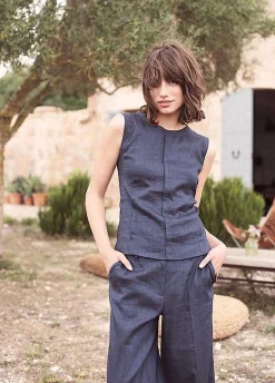 Top Summum De Mezcla De Lino Look Denim