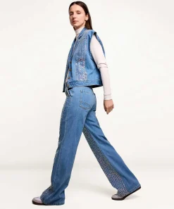 Vaqueros De Pernera Ancha Con Lentejuelas Summum Alya