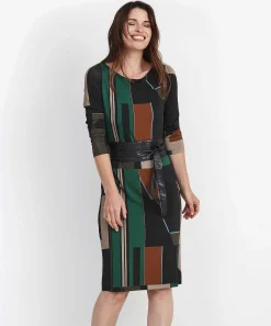 Vestido Ana Alcazar Cinturon Con Estampado De Bloques