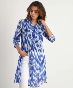 Vestido Camisero De Gasa De Algodon * Ikat