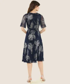 Vestido Cruzado Con Vuelo Flores De Lurex