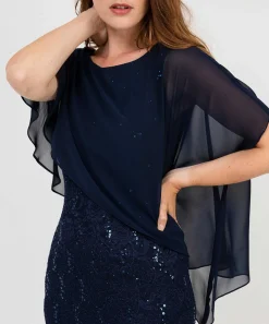 Vestido De Coctel Con Vuelo Y Encaje Asimetrico