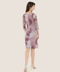 Vestido De Malla Con Vuelo Y Estampado Floral