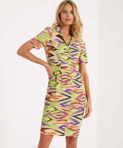 Vestido De Tubo Cenido Con Estampado De Remolinos De Ml Collections
