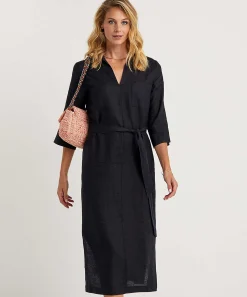 Vestido Kyra De Lino Con Cinturon Lian