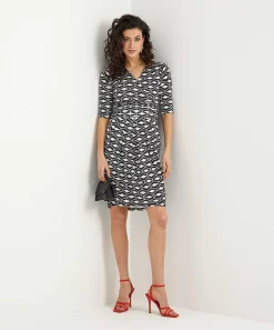Vestido Marivie Slinky Estampado Retro