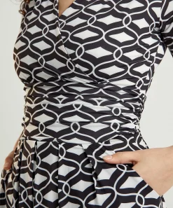 Vestido Marivie Slinky Estampado Retro