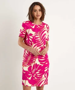 Vestido Sedoso Oui Con Estampado De Hojas