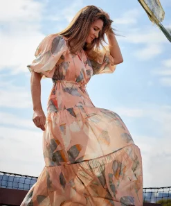 Vestido Summum Estampado Hojas Lurex