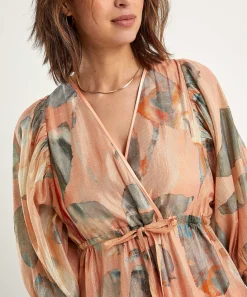 Vestido Summum Estampado Hojas Lurex