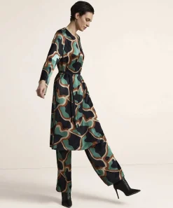 Vestido Summum Sedoso Mangas Trompeta