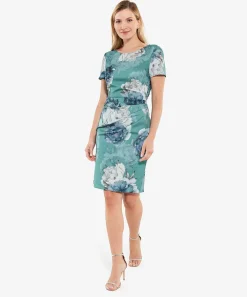 Vestido Tubo Con Vuelo Y Plisado De Flores